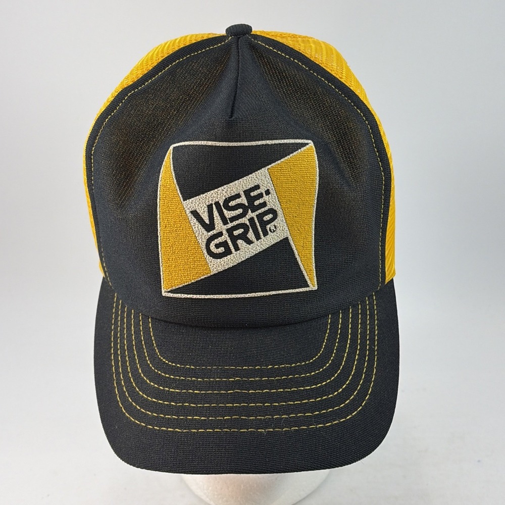 Vintage Vise-Grip Hat Cap Snap Back Trucker Mesh Puff Paint Made In USA